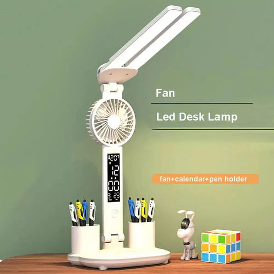 Optimisez votre confort de travail avec la lampe de bureau intelligente LED, ventilateur, avec 3 modes d'éclairage.