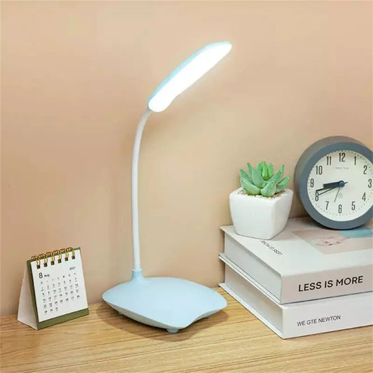Lampe de bureau LED tactile, tube flexible, rechargeable USB, sans fil, design épuré, 3 niveaux de luminosité.